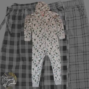 Holiday Family PJs Grey Festive Trees One Piece - Size Large